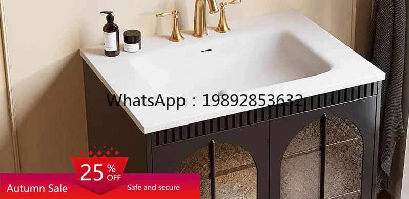 

floor-to-ceiling bathroom cabinet combination bathroom integrated washbasin rock slab hot bending washbasin cabinet