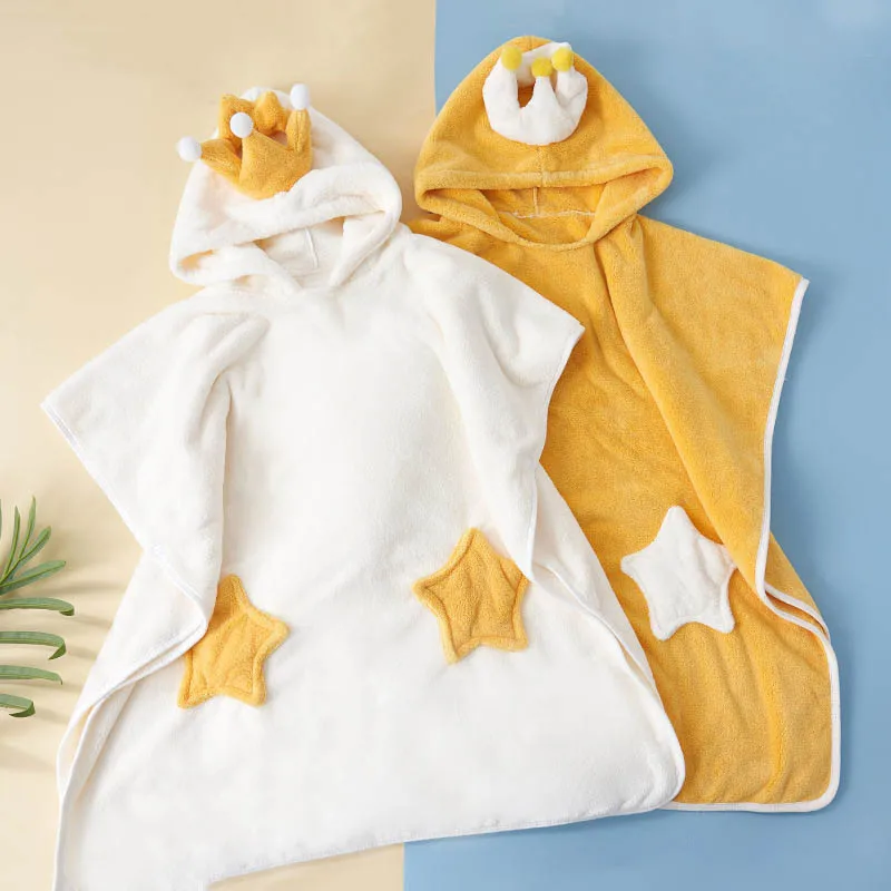 Cute Crown Infant Swaddle Blanket Wrap Baby Bath Towel Kids Bathrobe Fleece Blanket Warm Sleep Swaddle Wrap Absorbent Bath Towel