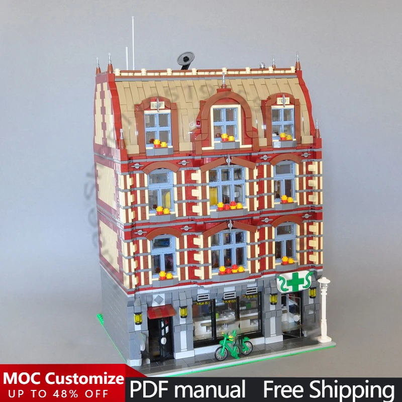 

6125 деталей, модульный конструктор «Аптека», MOC, настраиваемый, технологичный, креативный дизайн, игрушка для самостоятельной сборки, подарок