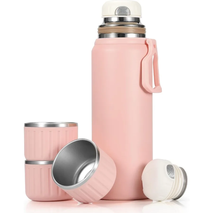 

title: 750ml 27 OZ Insulated Stainless Steel Vacuum Flask with 3 Cups for Hot and Cold Drinks Ideal for Outdoor Adventures Offi