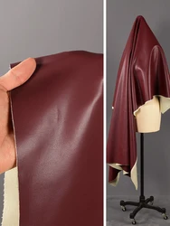 0.7mm Soft Leather Fabric Material Thick Wine Red Soft Elastic Smooth Jacket Fabric Cloth Per Meter Fabric Clothes for Material