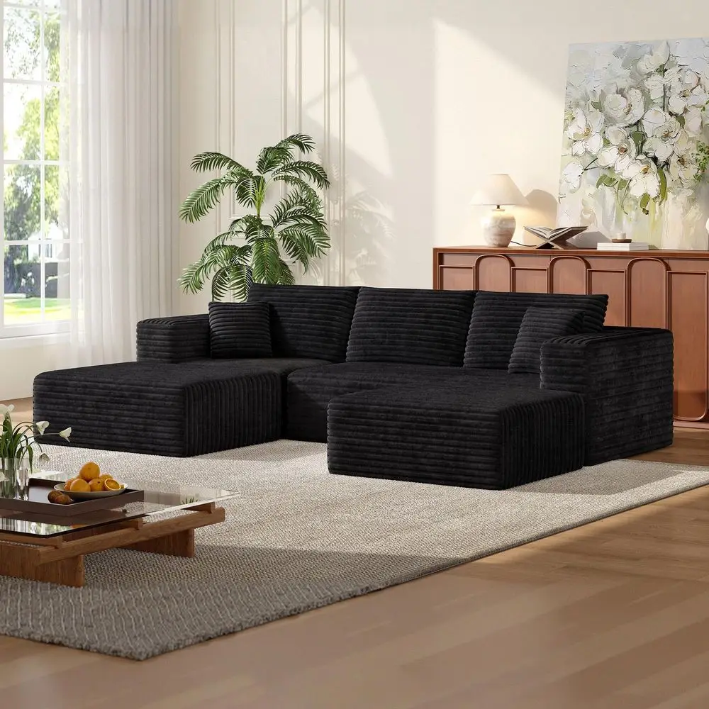 

106 Sectional Boneless Couch for Living Room,Modern Modular Cloud Couch with Deep Seat,holstered Sleeper Sofa with 2 Ottoman,
