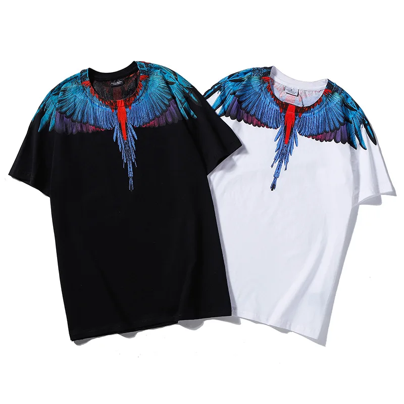 

2023 Diamond Feather Water Droplet Wings 3D Printing Short Sleeve Men's T-shirt Silk Dress Summer Fashion Men's Couple Dress