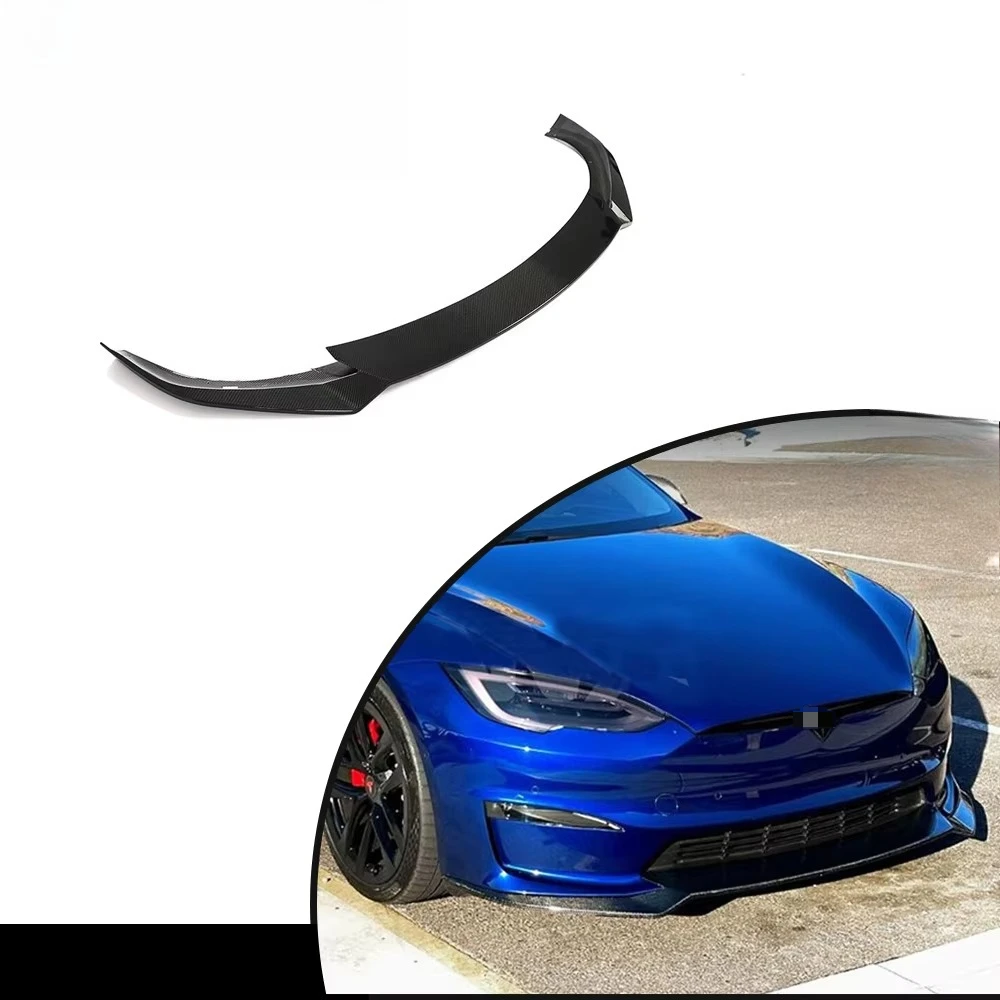Product Customization Fits forTesla Model S Plain 2021-UP REAL Carbon Front Bumper Lip Spoiler Customized Carbon Black