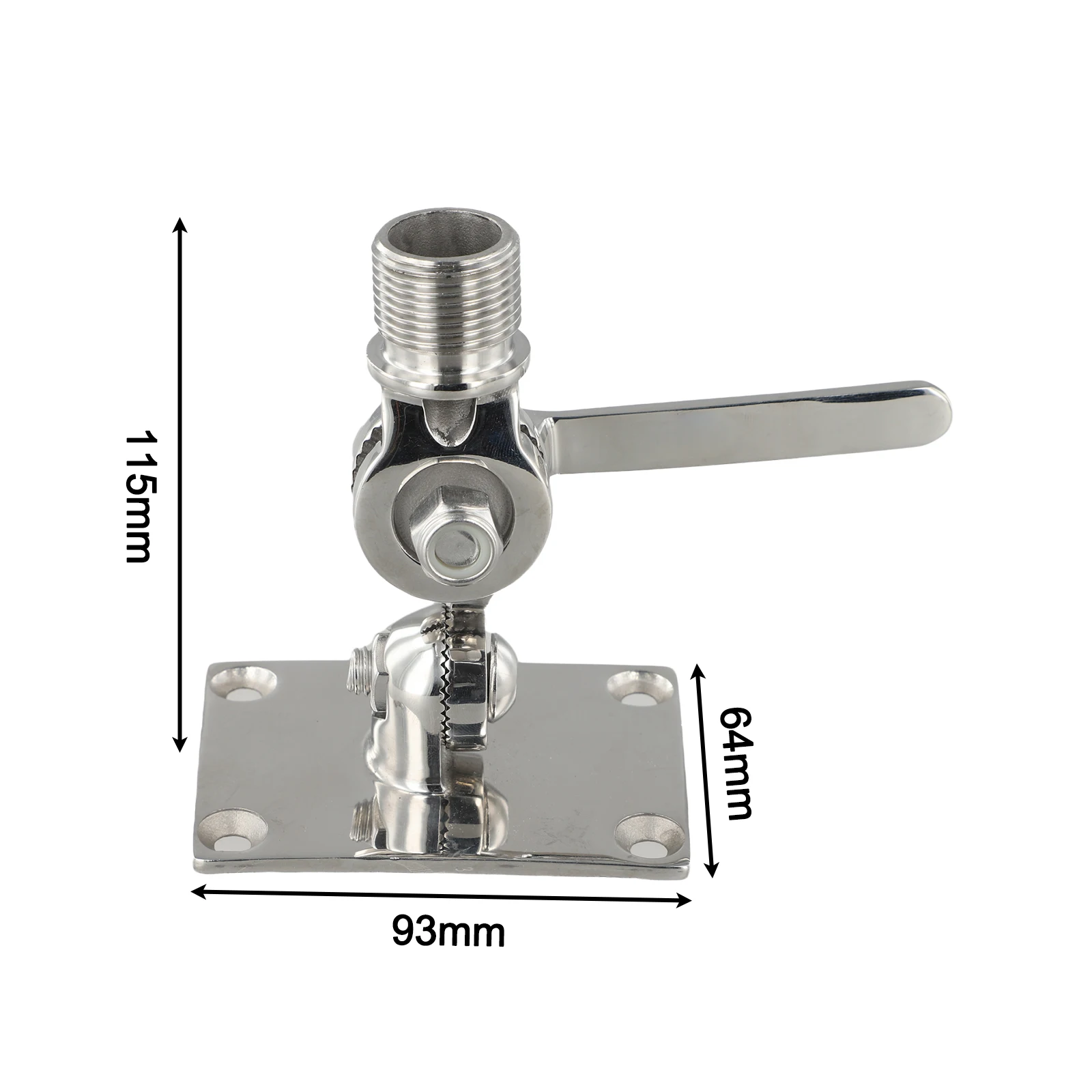 System Dual Swiveling Mount Adjustable Antenna Base 316 Stainless Steel Construction Compact Base Size 93mm X 64mm