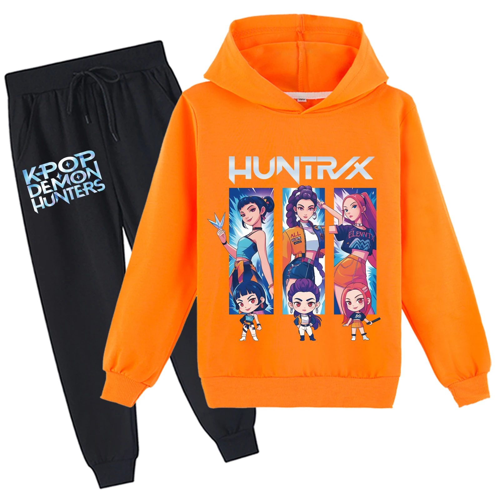 KPop Demon Hunters – ensemble de 2 sweat à capuche et pantalon Long en coton, sweat-shirt doux pour enfants (2-14 ans, 6 couleurs)