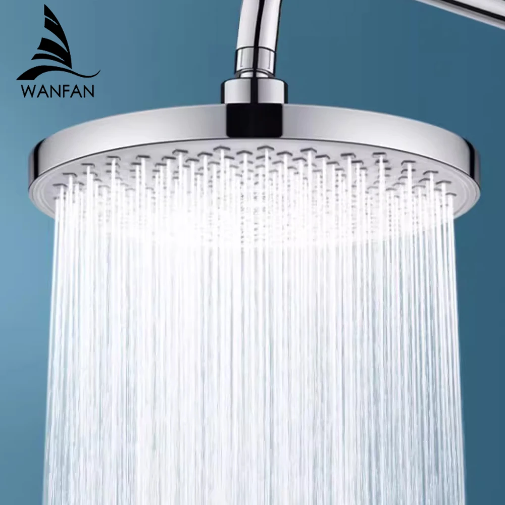 Shower Heads ABS Plastic Wall Mounted Rainfall Top Shower Head Handheld Ultra-thin Rotundity Rain Shower Faucet Without Arm 237