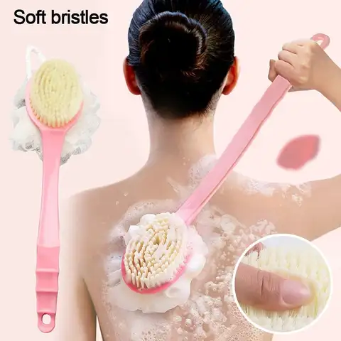 Gentle Long Spa Handle Shower Body Brush Back Scrubber Anti Slip with Hanging Hole for Body
