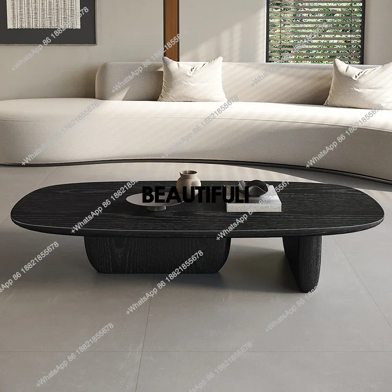 Vintage Black Coffee Table Creativity Soild Wood Organizer Clear Coffee Table Japanese Minimalist Mesas Bajas Salon Furniture