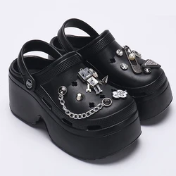 Women Chunky Platform Sandals 2024 Summer Soft Thick Sole Diy Clogs Garden Shoes Woman Closed Toe Non-Slip Beach Slides Sandals