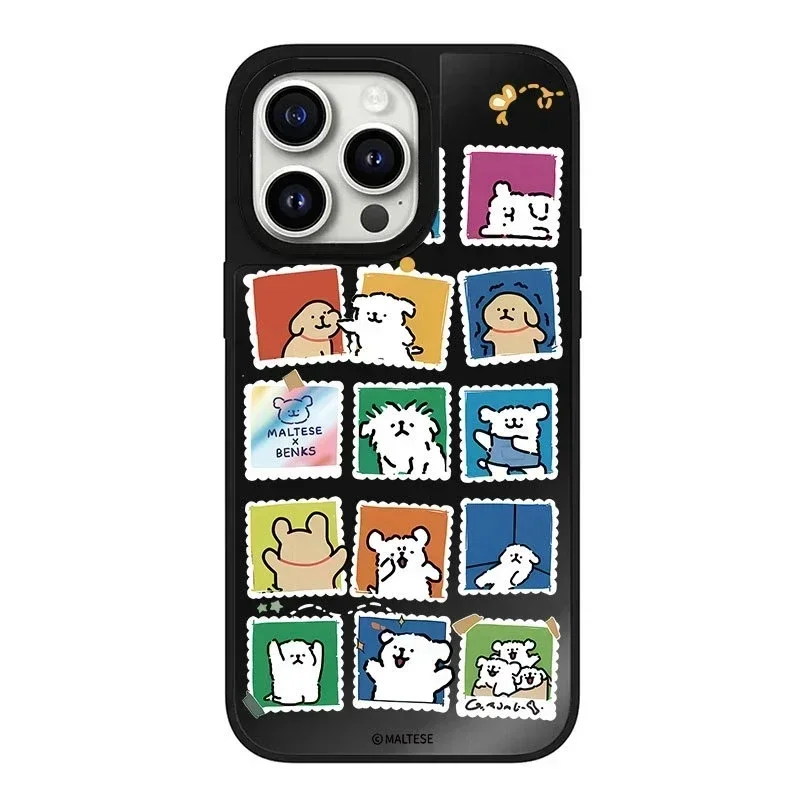 

Mirror Surface Dog Stamp Phone Case Cover for iPhone 11 12 13 14 15 Pro Max Case for iPhone 15 ProMax