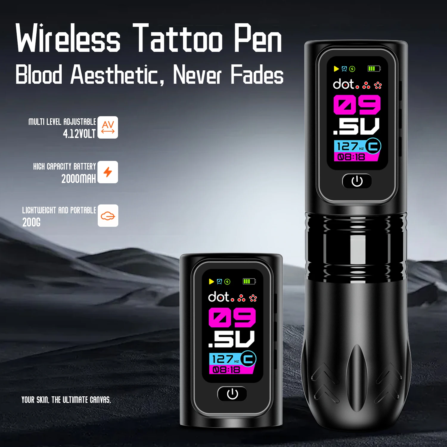 

CAVARUND с прямым приводом, беспроводная ручка для татуировки, тату-машина, двухрежимный IPS-экран, аккумулятор, 1800 мАч, подходит для татуировщиков