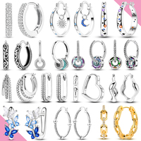 925 Silver Hoop Earring For Woman Butterfly Heart Original Pendientes Fashion Jewelry