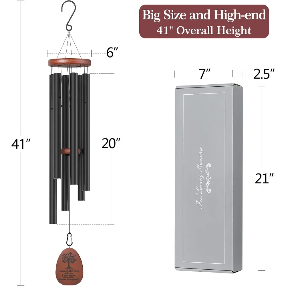 Wind Chimes Outdoor Deep Tone,41 inch Large Memorial Wind Chimes for Loss of Loved One,Ideal Memorial Gift/Bereavement Gift