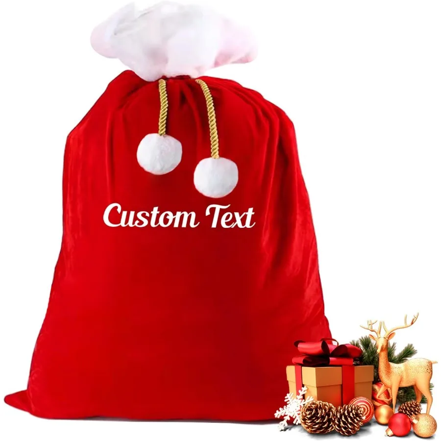

Ulico Personalized Cristmas Santa Sack Custom Veet Santa Sack wit Emroidered Name 39x28 Inc Reusale Personalized for Xmas Packa