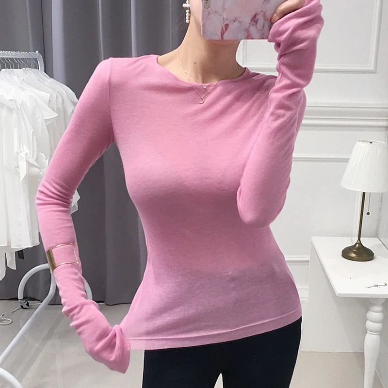 

Thin Tee Shirt Femme 2022 Autumn T Shirt Women O-Neck Long Sleeve Top Slim T-Shirts Korean Style Womens Clothing Camisetas Mujer