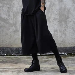 Mens Culottes Dark Gothic Casual Pants Japanese All-Match Streetwear Y2k Personality Hakama Samurai Pants Men'S Clothing 2024