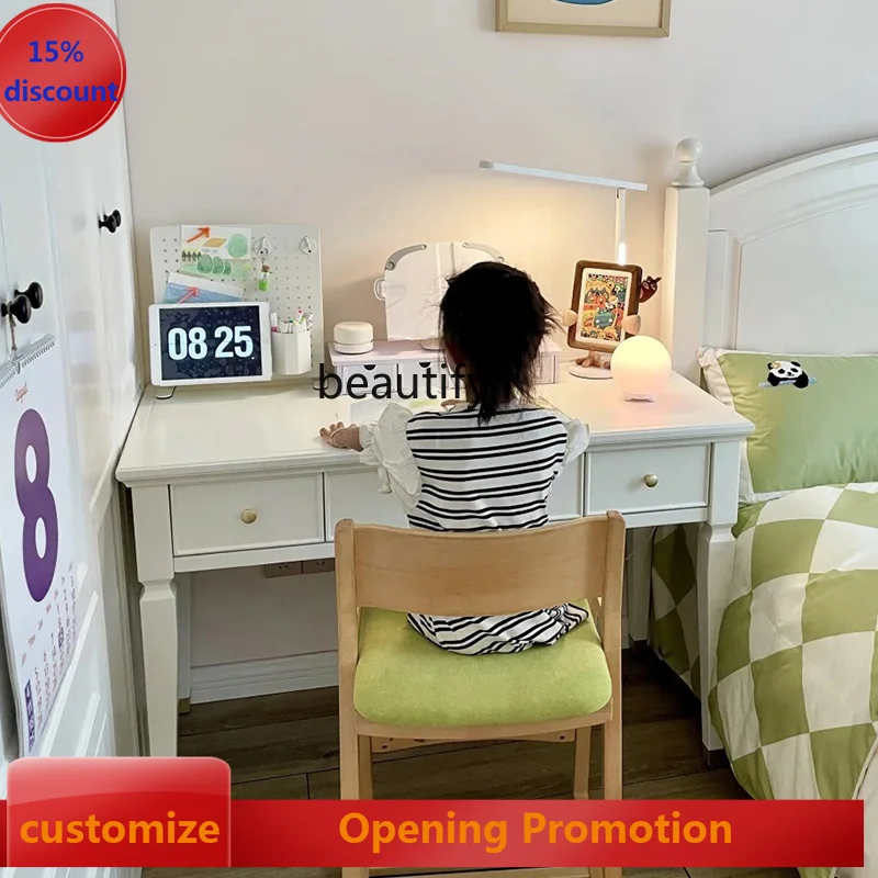 

American desk white solid wood home adults simple modern light luxury, study furniture G1218