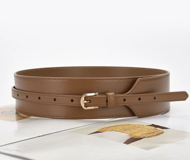 Korset Kulit Asli Wanita Mantel Cummerbund Wanita Dekorasi Gaun Ikat Pinggang Lebar J1059