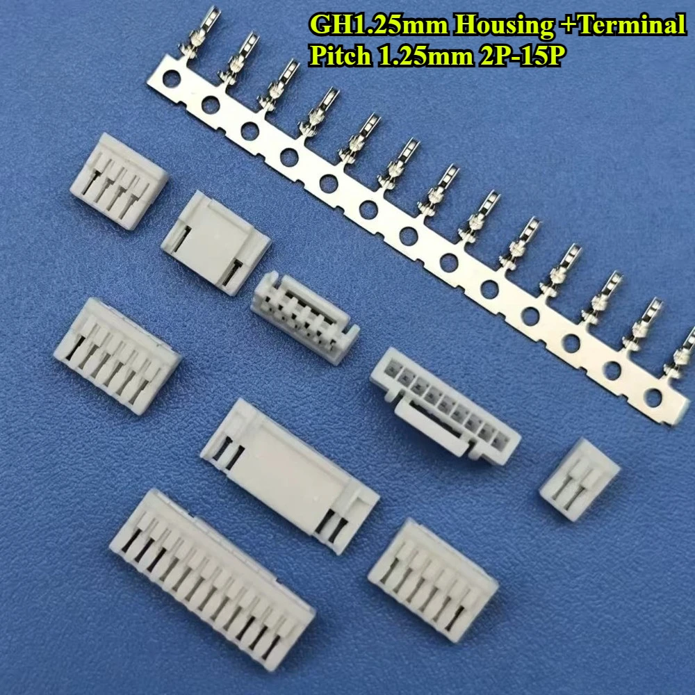 GH1.25mm With Lock Buckle Housing 2P/3P/4P/5P/6P/7P/8P/9P/10P/11P/12P/14P/15P 1.25mm Pitch Plastic Shell Terminal Connector