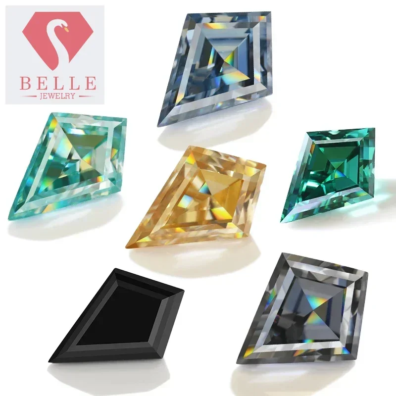 Moissanite Stones Kite Cut Multi Color Loose Diamond Test Passed Gemstone Speical Cutting Moissanite VVS1 Handmade Premium Gem F