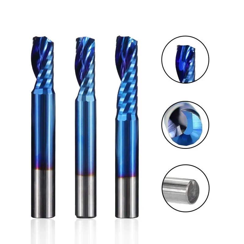 XCAN  CNC Router Bit 3.175/12mm Shank Carbide End Mill Single Flute Milling Cutter for Cutting Aluminum Copper Milling Tool