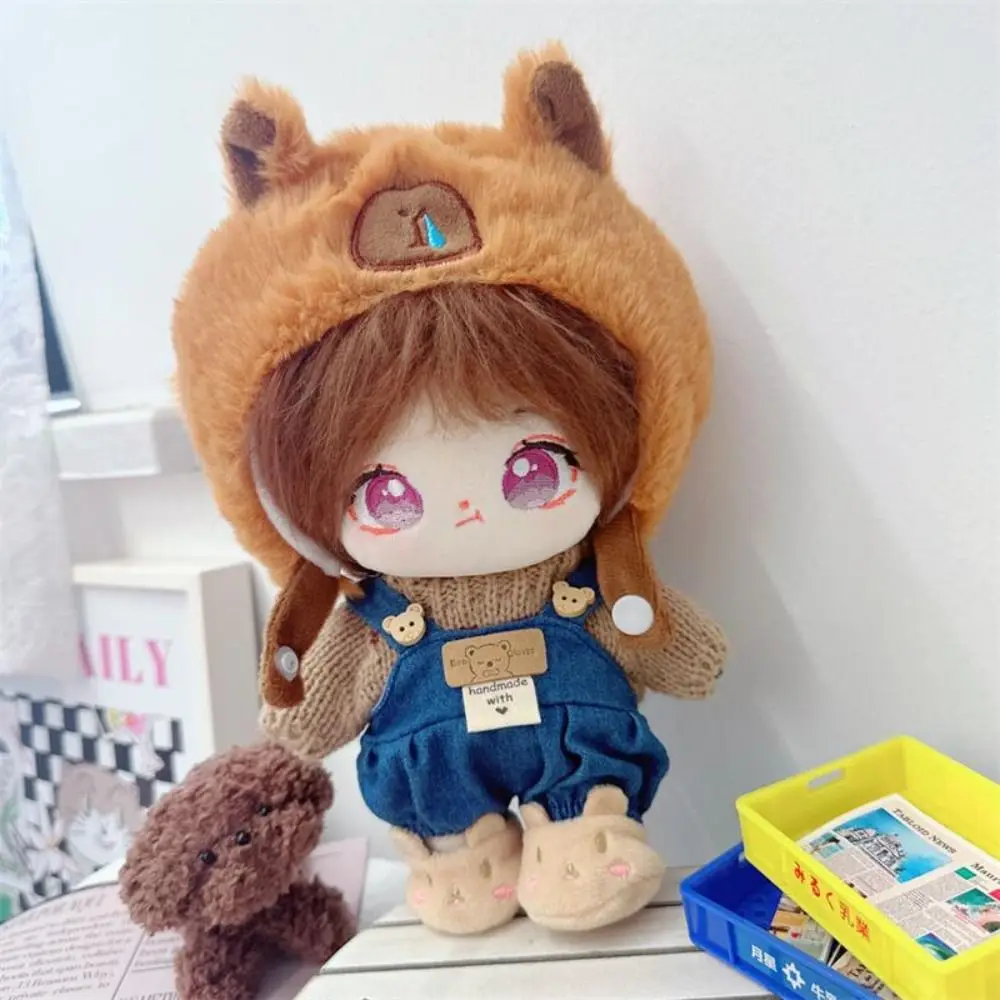 20cm Doll Clothes Toy Head Cover Sweater Cotton Doll Clothes Kawaii Suspender Pants No Attributes Dolls Clothes Children's Gift