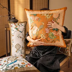 Blue White Porcelain Floral Pillow Covers Vintage Chinoiserie Decorative Throw Pillow Covers Soft Elegant Velvet Couch Cushion