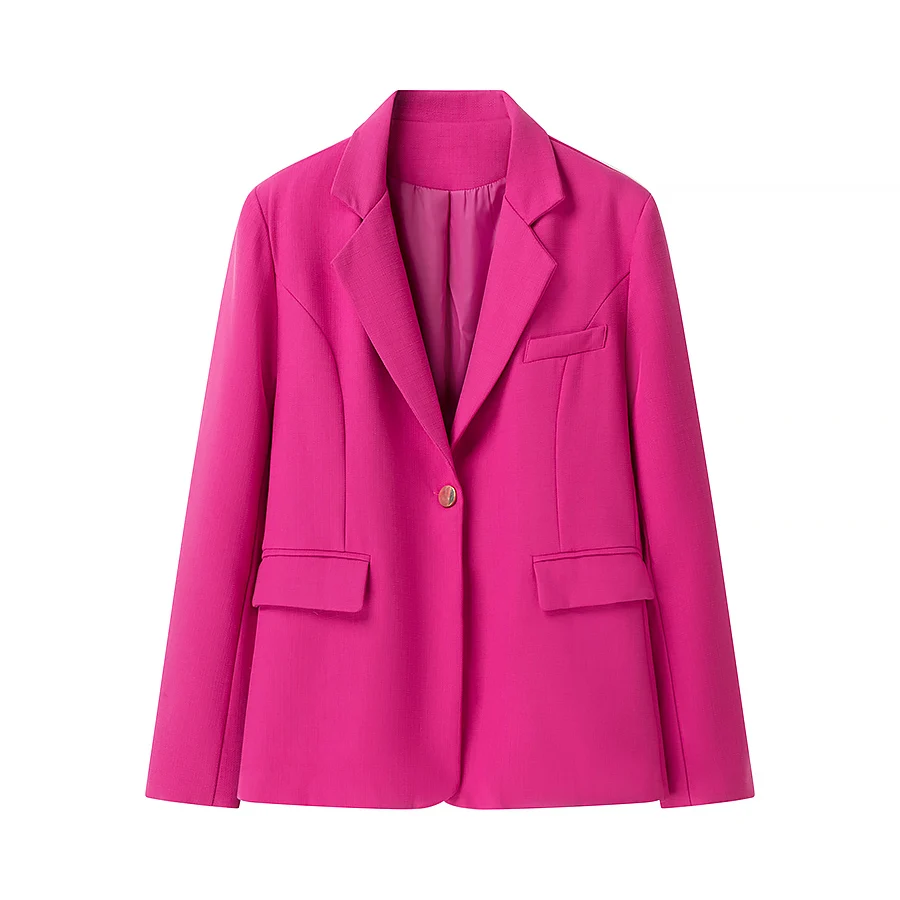 Blazer de lino con un solo botón para mujer, traje Vintage de manga larga con limo en la espalda, abrigo holgado para mujer, color rosa y verde, 3 colores, 2025