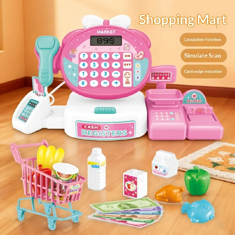 Children's puzzle toys play at home multifunctional simulation cash register supermarket convenience store set parent-child