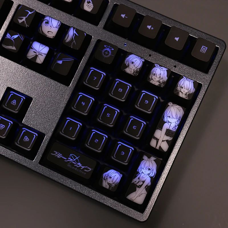 Imagem -04 - Arona-teclado Retroiluminado Personalizado para Teclado Mecânico Anime Faça Você Mesmo Arquivo Azul Corsair K70 Razer Cherry 104 Chaves