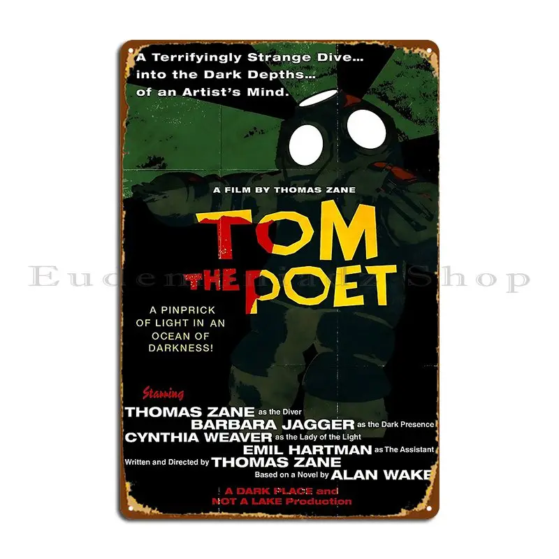 Tom The Poet Alan Wake 2 Barbzzm Metal Plaque Poster Printed Party Wall Decor Cave Wall Mural Tin Sign Poster