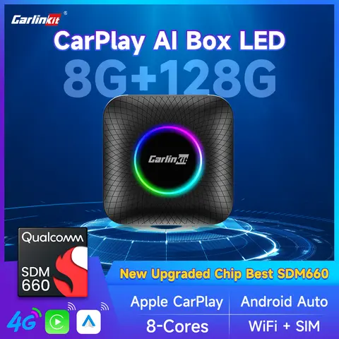 2024 CarlinKit 안드로이드 13 최고의 SDM660 CarPlay Ai 박스 LED 8 코어 무선 안드로이드 자동 및 CarPlay 자동차 USB 어댑터 유선 CarPlay 자동차용 4G+64G 8G+128G FOTA 업그레이드