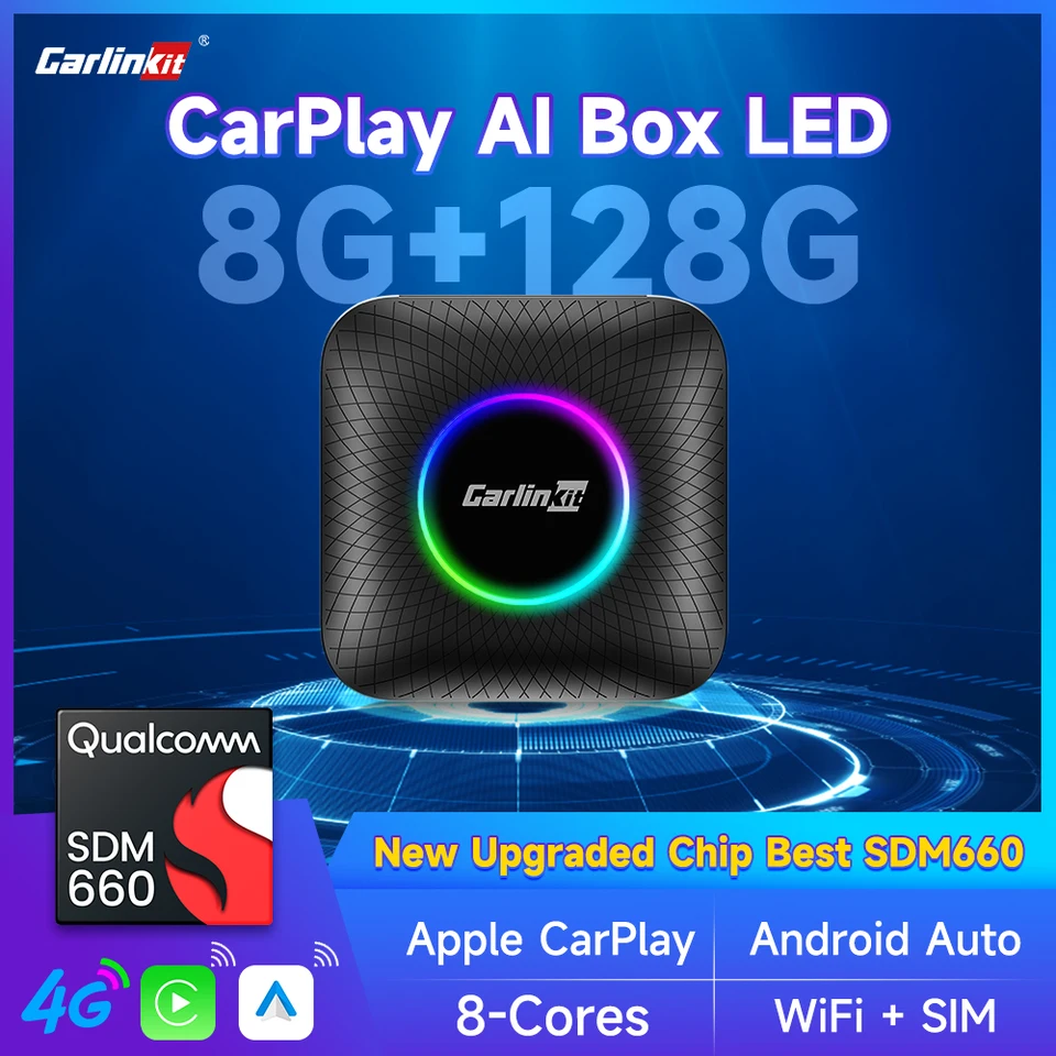 CarlinKit Android 13 SDM660 6225 CarPlay Ai Box LED 8-Cores