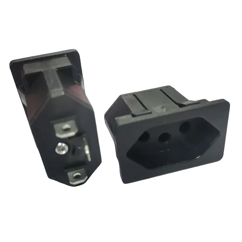 Черная розетка переменного тока, 10 А, 250 В, Бразилия, розетка для монтажа на панели, встроенный промышленный разъем питания