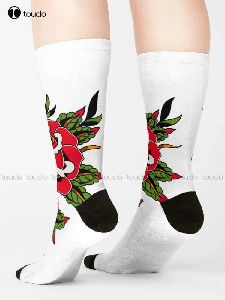 Classic Rose Tattoo Socks Bulk Socks Christmas Gift Unisex Adult Teen Youth Socks Custom 360° Digital Print Women Men Funny Sock