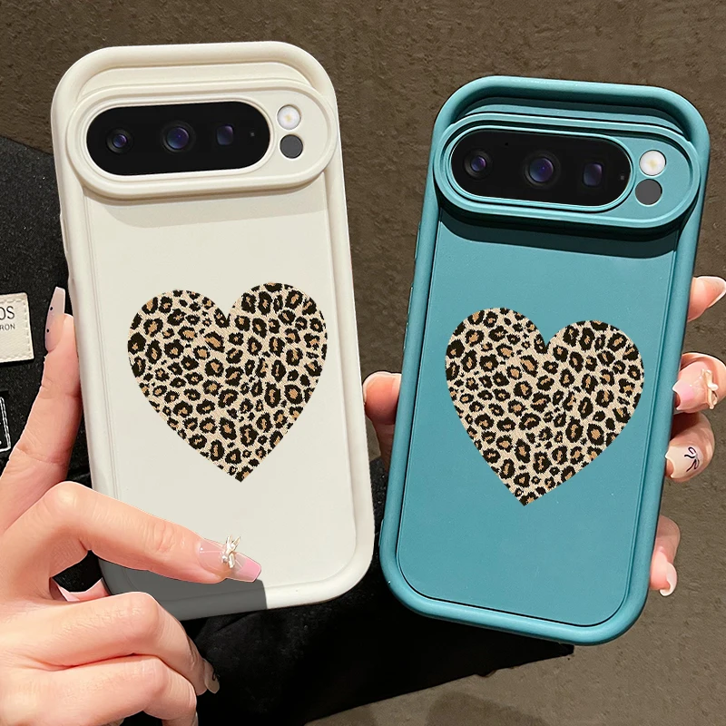 ليوبارد الحب القلب قضية الهاتف لجوجل بكسل 10 8 برو 9A 8A 10 9 برو XL 7A للصدمات لينة غطاء سيليكون ل بكسل 7 8 9 برو