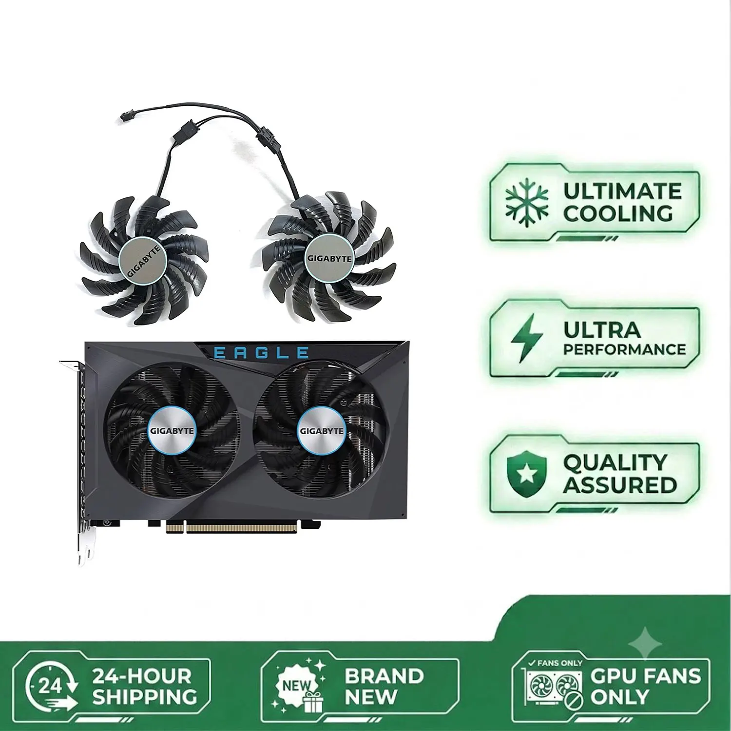 NEW PLD08010S12HH 75mm 3pin RX6500XT GPU fan is suitable for Gigabit RX6400 RX6500XT EAGLE Falcon 4G graphics card fan