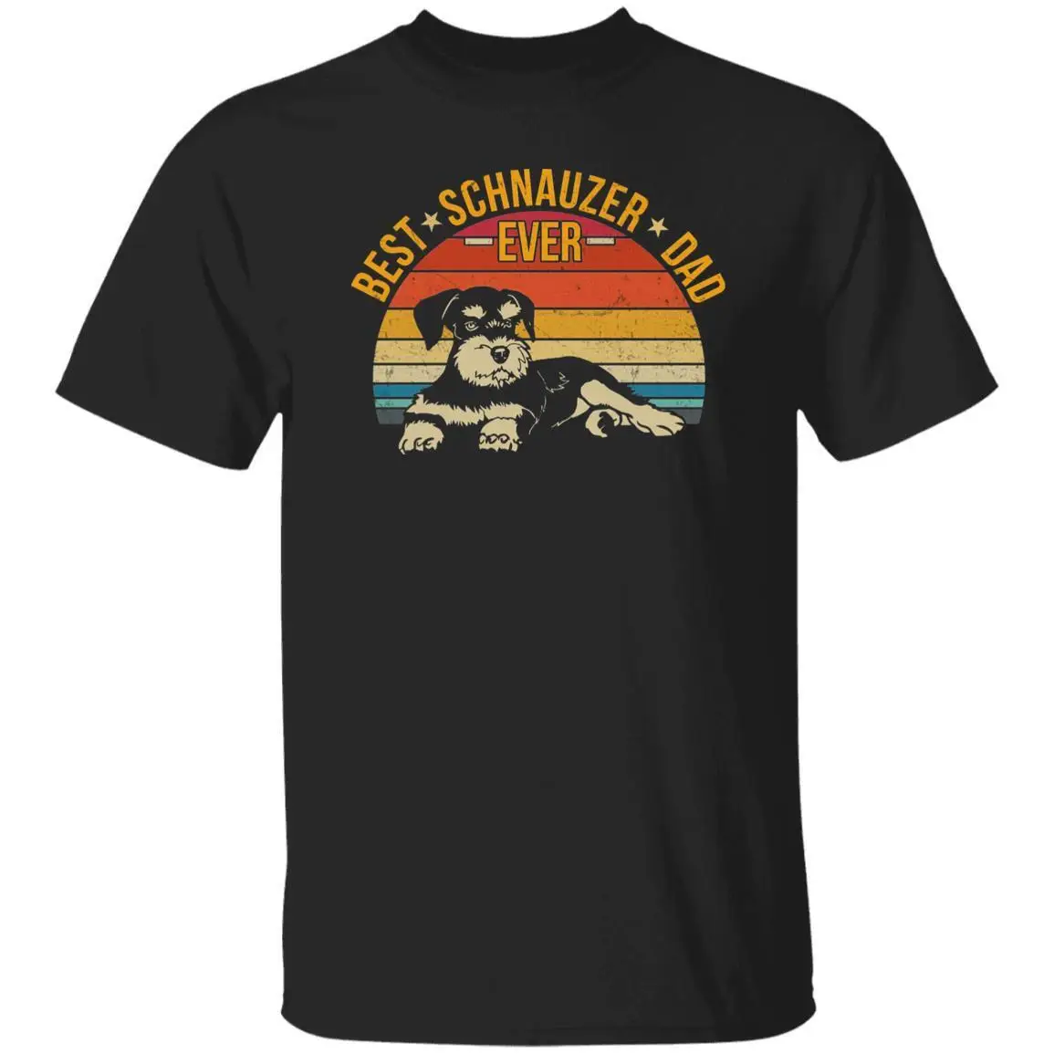 Best Schnauzer Dad ever T-Shirt gift retro Schnauzer owner Unisex tee Black Navy