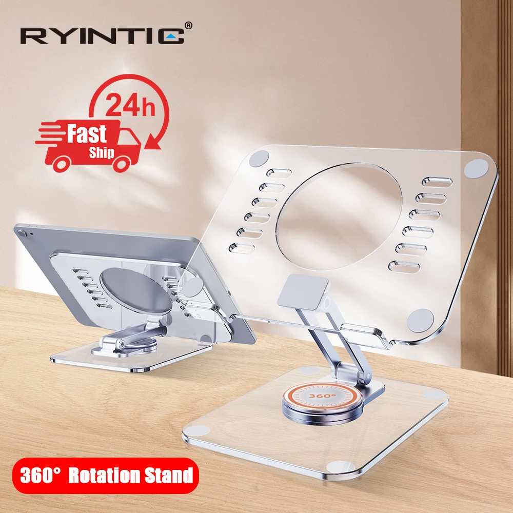 Portable Desktop Stand Holder Adjustable Acrylic+Aluminum Alloy 360 Angle Rotate Bracket For 7-15.6