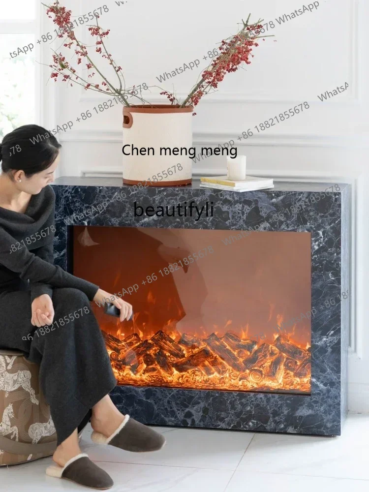 cn8350 ssSimulation Flame Fireplace Solid Wood Decorative Pattern Storage Side Cabinet Simple Modern