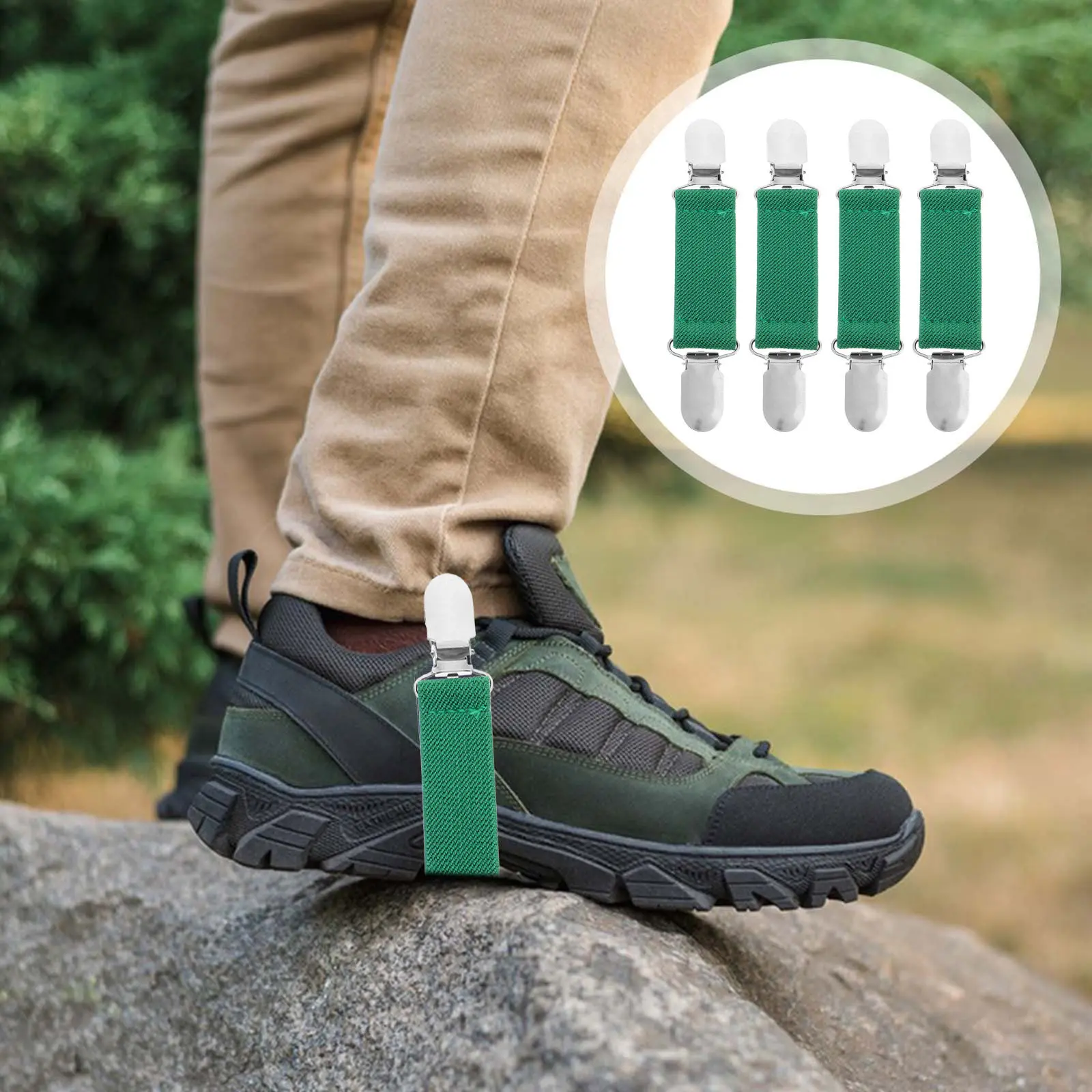 4Pcs Elastic Clips Pants Waist Cincher Adjustable Trouser Leg Holders Windproof Water Snow Resistant Cycling Outdoor Sports Pant