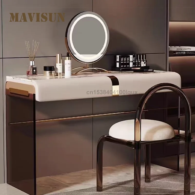 

Набор столов для макияжа в итальянском стиле, 75 см, акриловый дизайн, зеркало со светодиодной подсветкой, уникальный внешний вид, просторное пространство для хранения, акриловый макияж