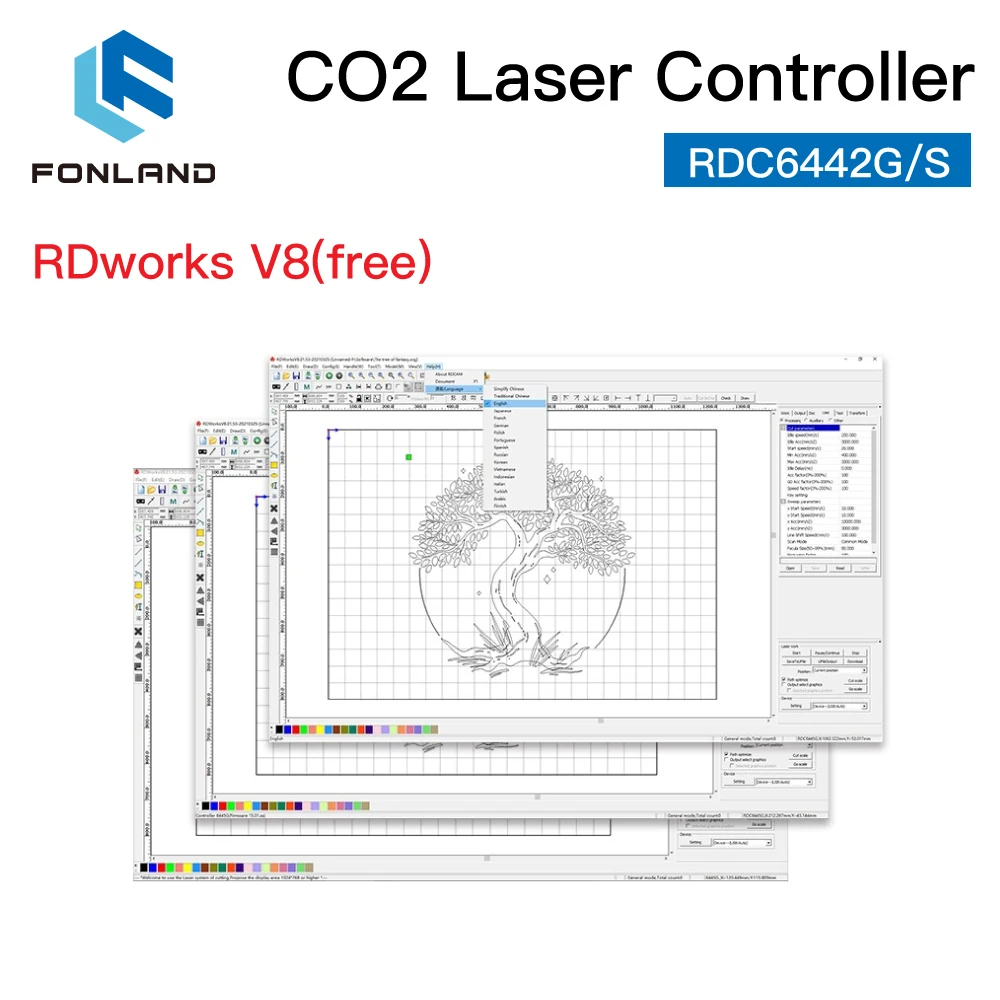 FONLAND Ruida RDC6442 RDC6442G RDC6442S CO2 Laser DSP Controller for Laser Engraving and Cutting Machine RDC6442 6442G 6442S