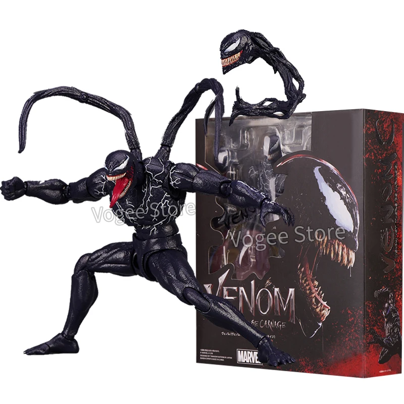 SHF Venom 2 Action Figure Joint Movable Toys Venom Symbiont Change Face Statue Model Doll Collectible For Toy Gift