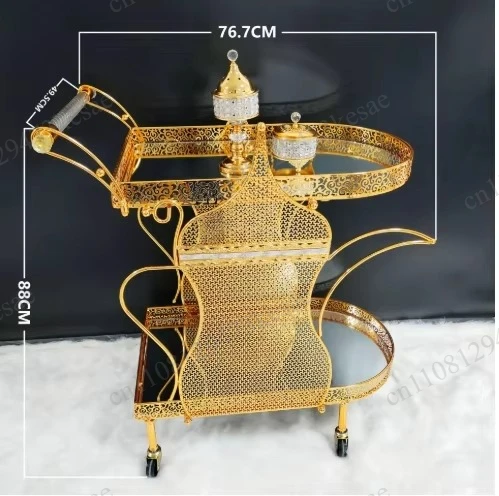 3 Tier Gold Metal Rolling Bar Cart Luxury Spiral Serving Trolley with Lace Cut Design for Home Hotel Bar Kitchen Drinks Storage