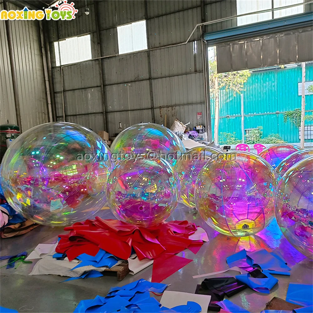 Commercial Advertisement Decoration Rainbow Inflatable Mirror Ball Hanging Balloon For Wedding Stage Show Party Bar Restaurant