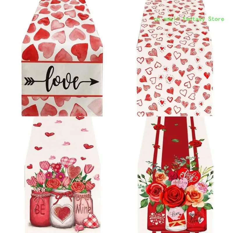 

R3MA Valentine's Day Table Runner Heart Kitchen Dining Table Decoration Lovers For Hotel Restaurant Outdoor Home Party Decor