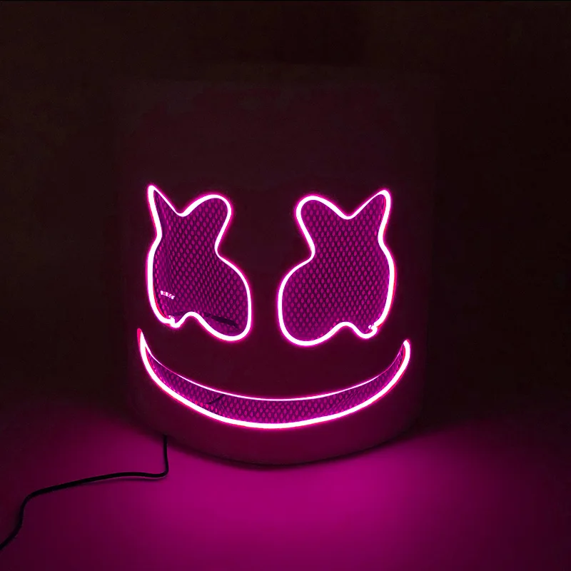 Hot sale Luminous Head Cover LED Light Up DJ Marshmello Cosplay Headgear Glowing headcover for Neon Night Club Music Rave Props