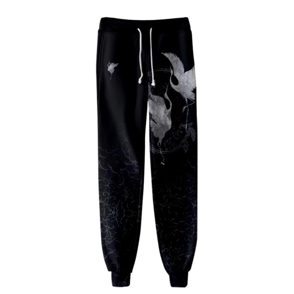 Japanese Kanagawa Wave White Crane Print Fashion Sweatpants Men Multi Pocket Hip hop Jogger Trousers Harajuku Streetwear Pants